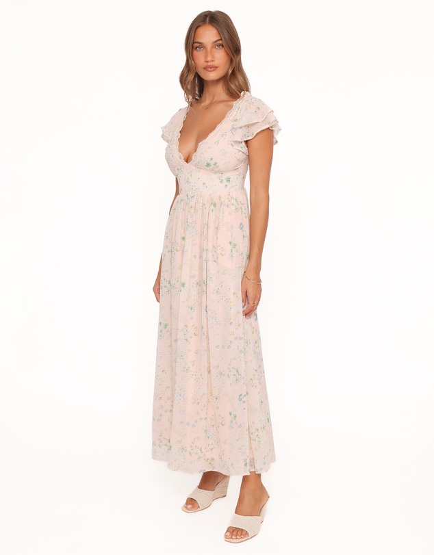 Petal & Pup - Angelica Midi Dress - Pastel Pink Floral
