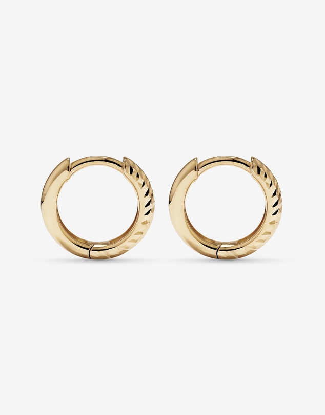 Michael Hill - 9mm Diamond Cut Huggie Hoop Earrings in 10kt Yellow Gold