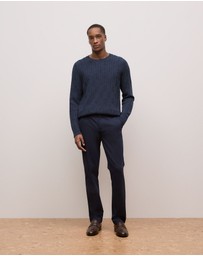 Trenery - Merino Cable Knit Crew in Navy