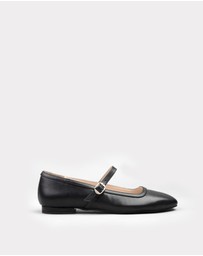 RAID - Finni ankle strap ballet pumps in black