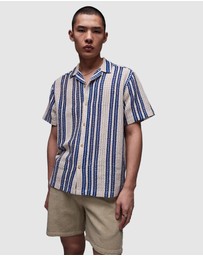Topman - SS Relaxed Striped Crochet Shirt