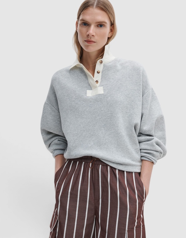rag & bone - Vintage Terry Oversized Polo Sweatshirt