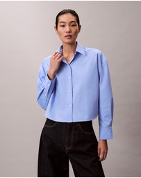 Calvin Klein - Poplin Relaxed Cropped Button-Down Shirt