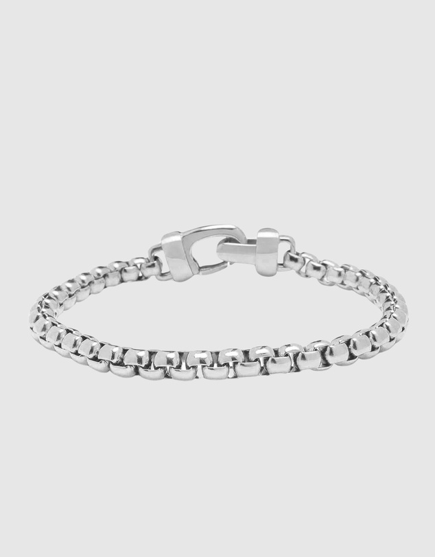 Nialaya Jewellery - Silver Box Chain Classic Bracelet