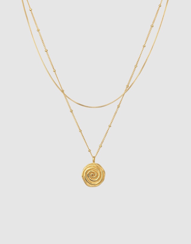 Elli Jewelry - Necklace Layer Disc 925 Sterling Silver Gold-Plated