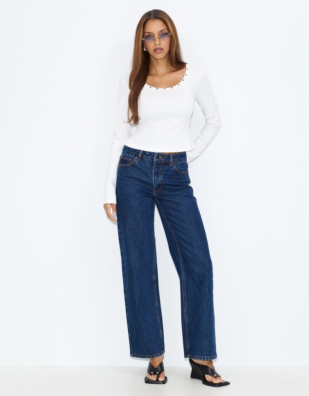 Dazie - Undone Eyelet Long Sleeve T-Shirt