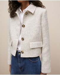 Trenery - Tweed Cropped Jacket in Birch