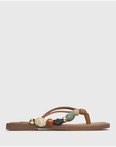 Betts - Saltwater Leather Multi Beaded Thong Sandals