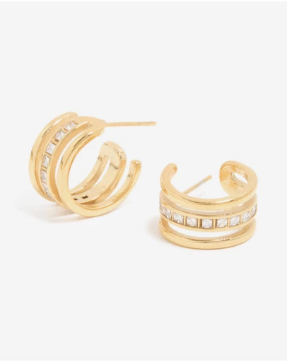 Lovisa - Waterproof Gold Plated Stainless Steel Cubic Zirconia Illusion Hoop Earrings