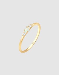 Elli Jewelry - Ring Round Circle Love Geo Blogger Opal 925 Silver Gold Plated