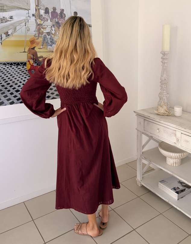 Esther & Co - Iolana Dress - Wine Long Sleeve