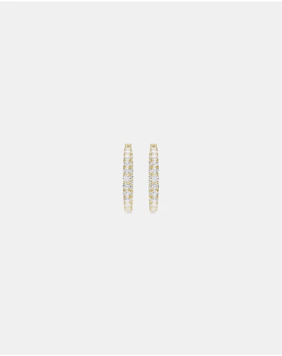 Swarovski - Matrix Hoop Earrings, Round Cut, White, Gold-Tone Plated