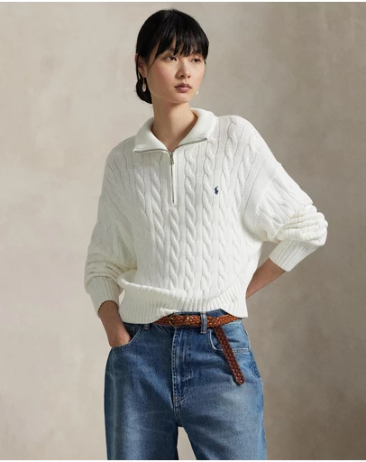 Polo Ralph Lauren - Cable-Knit Cotton Quarter-Zip Sweater