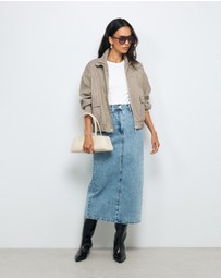 AERE - Mid Rise Denim Midi Skirt