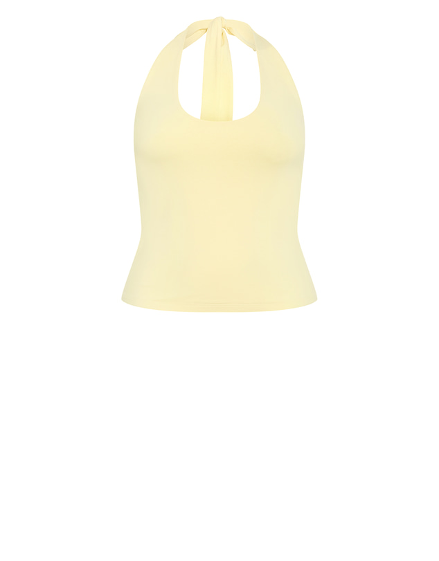 City Chic - Plus size Halter Neck Tie Top - lemon