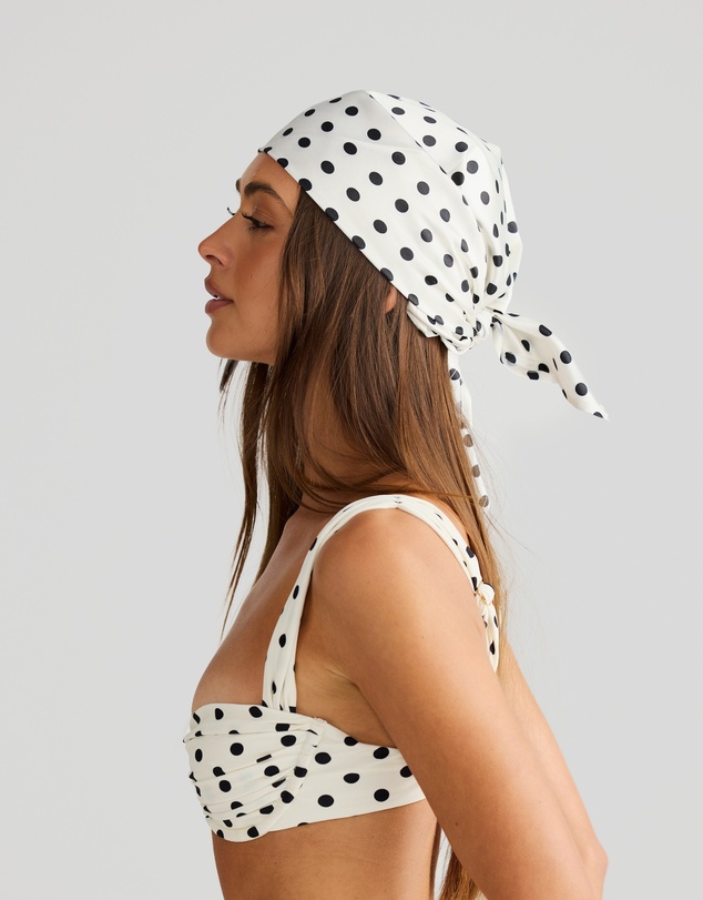 Vacay Swimwear - Havana Head Scarf Ivory Polka