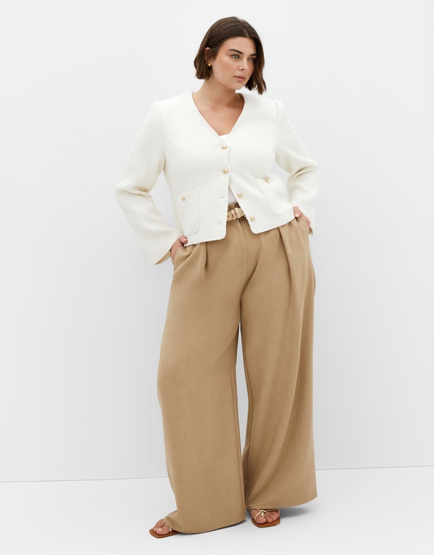 City Chic - Plus size Annabelle Boucle Jacket - cream
