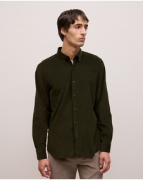 Trenery - Regular Fit Cord Shirt in Winter Moss