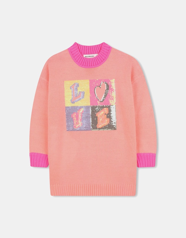 Billieblush - Sequin Love Motif Knitting Dress - Kids-Teens
