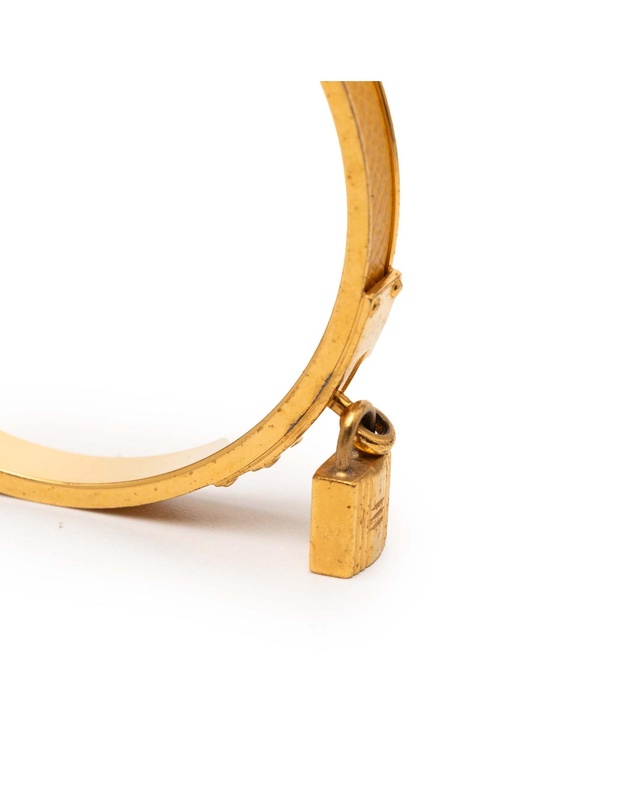 Pre-Loved by Azura Reborn - Pre-Loved Gold Plated Epsom Kelly Cadena Lock Bangle Bracelet