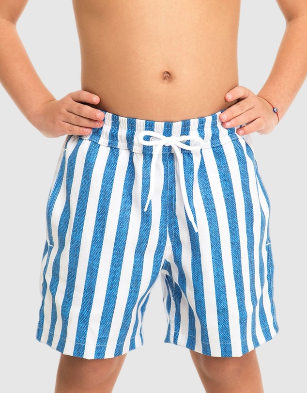 Tolu Australia - Boys Swim Shorts With Blue Stripes