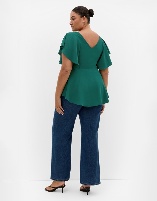 City Chic - Plus size Romantic Mood Peplum Top - jade