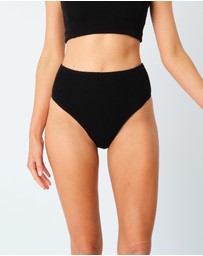 UNE PIECE - High-Waisted Crinkle Cut Bikini Bottoms