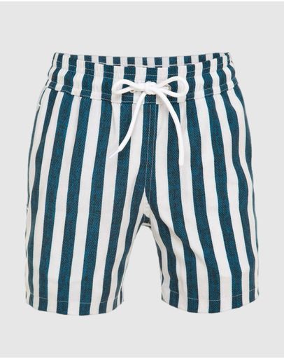 Boys Swimshorts With Navy Blue Stripes