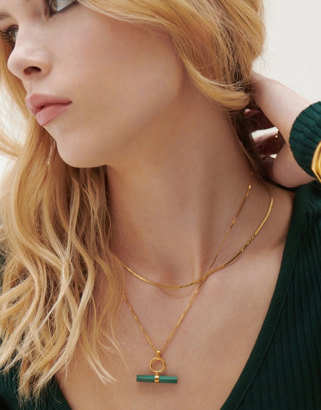 Rachel Jackson - T-Bar Malachite Necklace