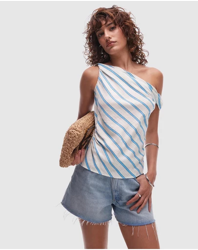 TOPSHOP - Linen Twist Shoulder Top