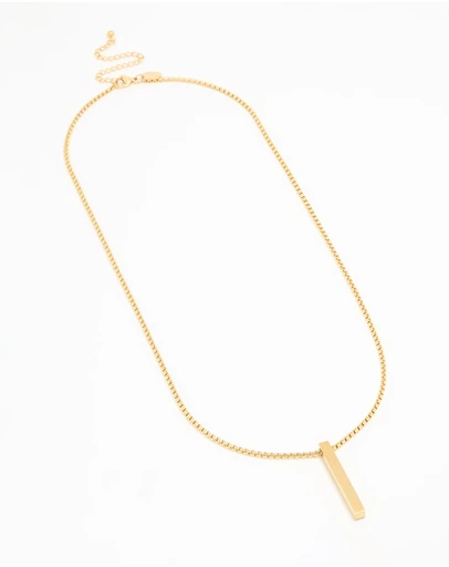 Lovisa - Waterproof Gold Plated Stainless Steel Rectangle Pendant Long Necklace