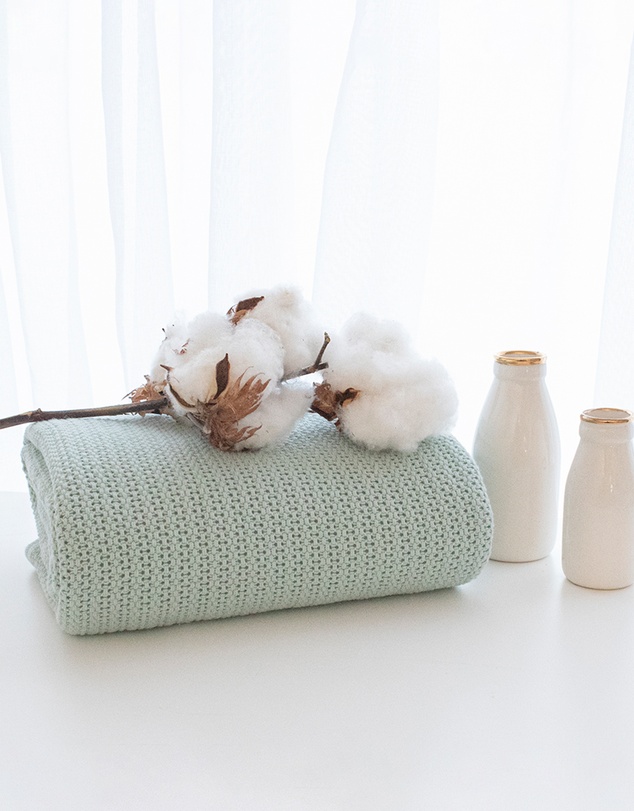 Living Textiles - Organic Bassinet/Cradle Cellular Blanket - Sage