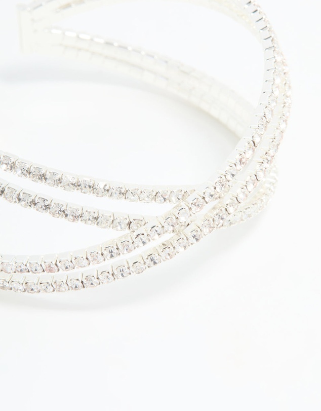 Lovisa - Silver Diamante Pave Wrap Bangle