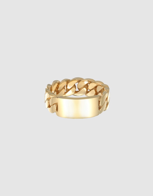 Kuzzoi - ICONIC EXCLUSIVE - Polished Band Ring in Chain Look in Gold-Plated 925 Sterling Silver