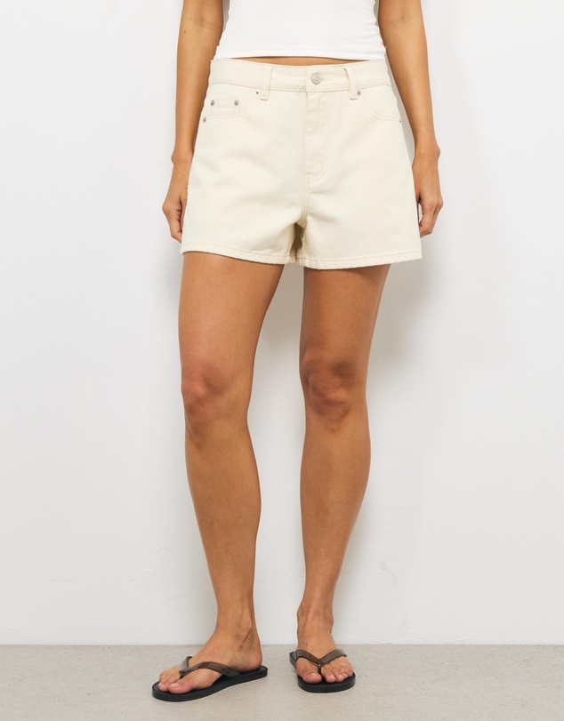 AERE - Luna Mid Rise Denim Shorts
