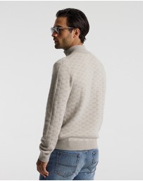 Calibre - Quarter Zip Monogram Jacquard Sweater Stone