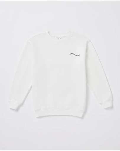 Subtitled - Teen Girls Oversized Wave Origin Fleece Crew Neck Jumper