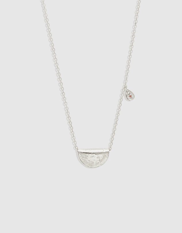 By Charlotte - Silver Lotus Birthstone Necklace - January