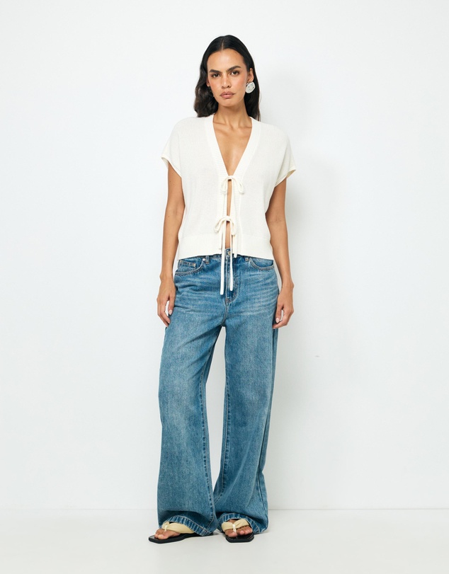 AERE - Ava Organic Cotton Tie Front Top