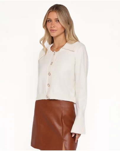 Petal & Pup - Thelma Trumpet Sleeve Cardigan - Cream