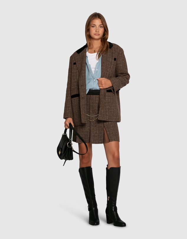 Belle & Bloom - City Noir Tweed Oversized Blazer