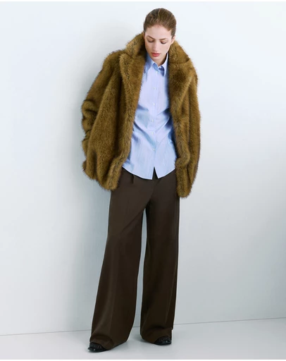 M.N.G - Wide-Leg Mid-Rise Pleated Trousers
