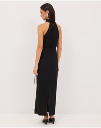 Calli - Mila High Neck Crepe Maxi Dress