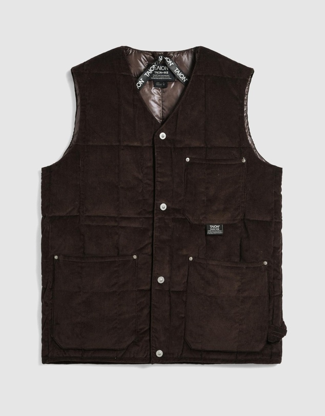 TAION - Work V Neck Button Corduroy Down Vest
