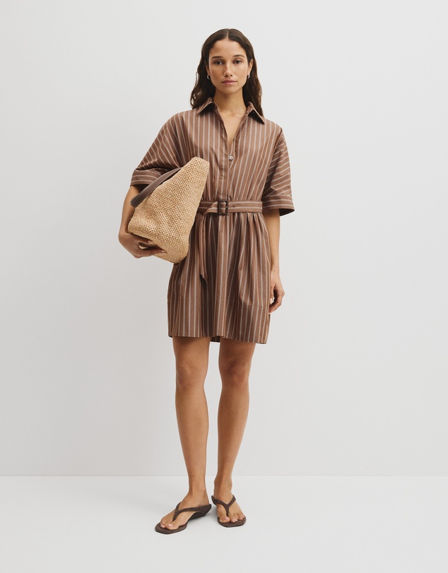 Country Road - Belted Mini Shirt Dress