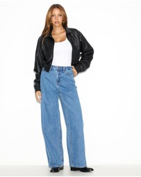 Dazie - Naples Pleat High Waisted Relaxed Jeans