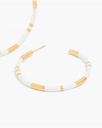 Lovisa - Waterproof Gold Plated Stainless Steel White Enamel Hoop Earrings