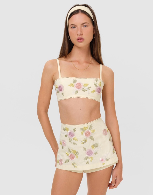 For Love & Lemons - Ribbon Flowers Top