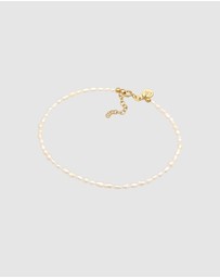 Elli Jewelry - Anklet Classic with Freshwater Pearls in 925 Sterling Silver Gold Plated