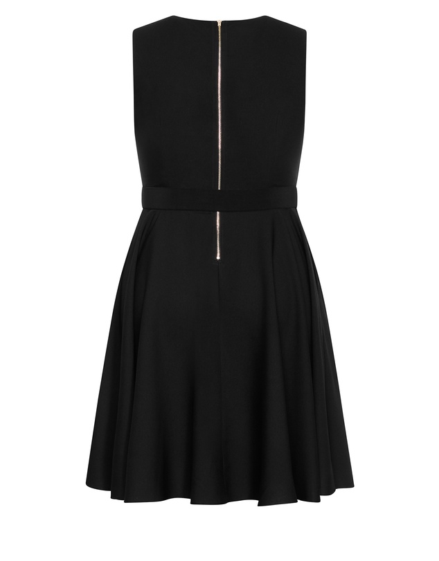 City Chic - Plus size Vivienne Sleeveless Skater Dress - black